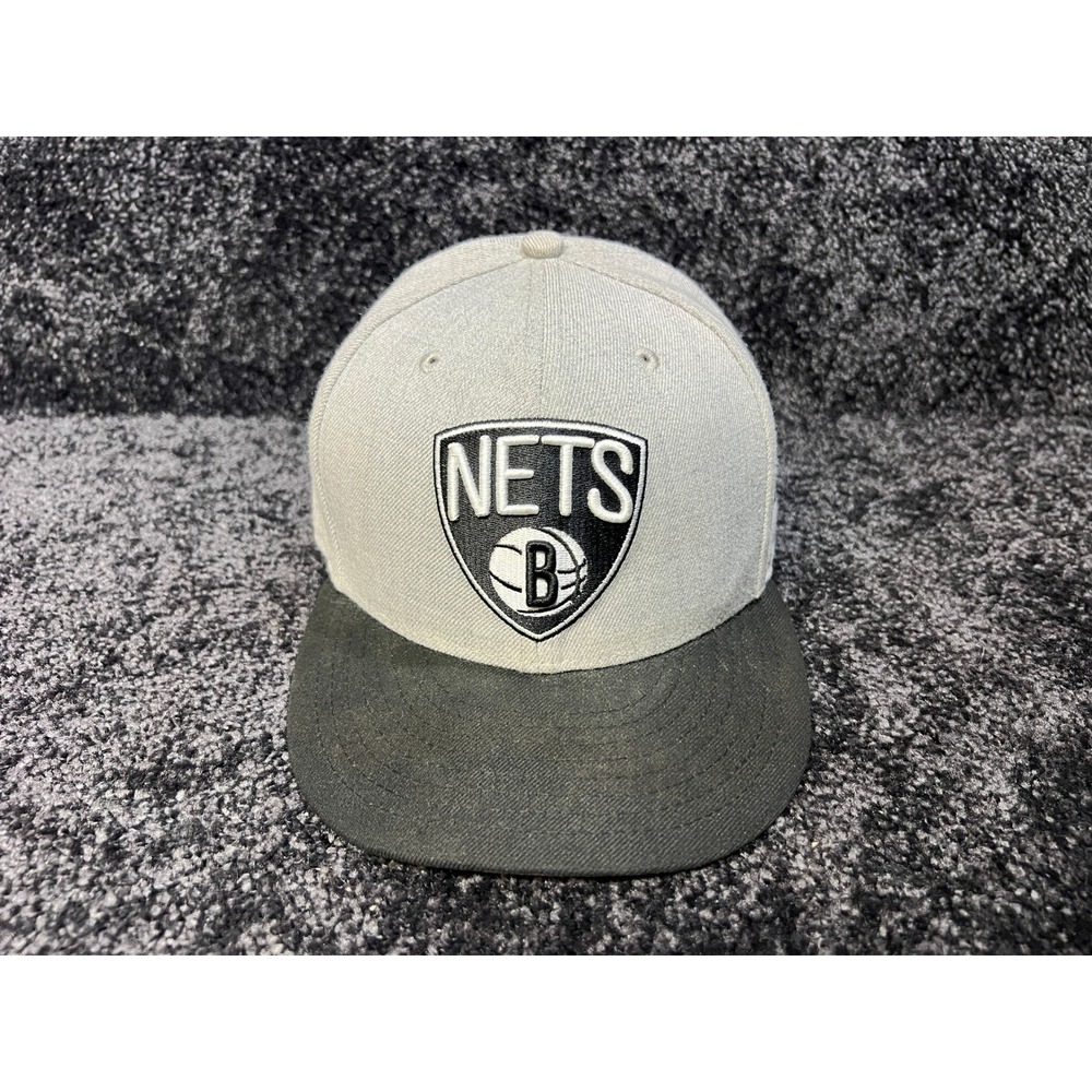 New Era Brooklyn Nets NBA Hat Fitted 59FIFTY Cap Gray Black Size 7 1/4‎